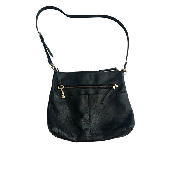Fossil Fiona Black Leather Crossbody Tote Bag - Picture 1 of 8